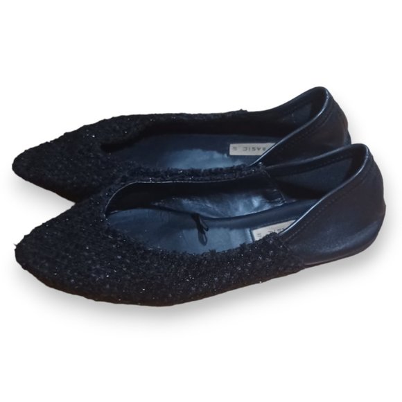 Zara Black Two-Toned Shimmery Pointed Flats Women's Size US 6.5, EU 37 - Picture 13 of 14